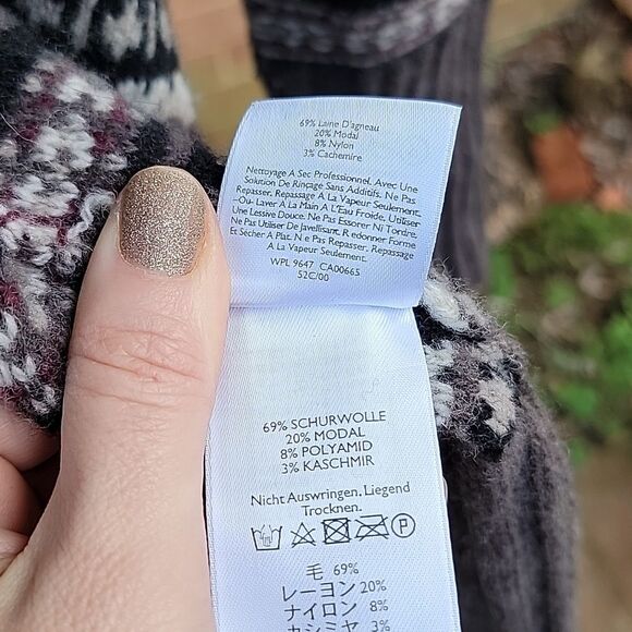 VTG Eddie Bauer wool cashmere blend cardigan duster coat fair isle lagenlook M L - Picture 9 of 11
